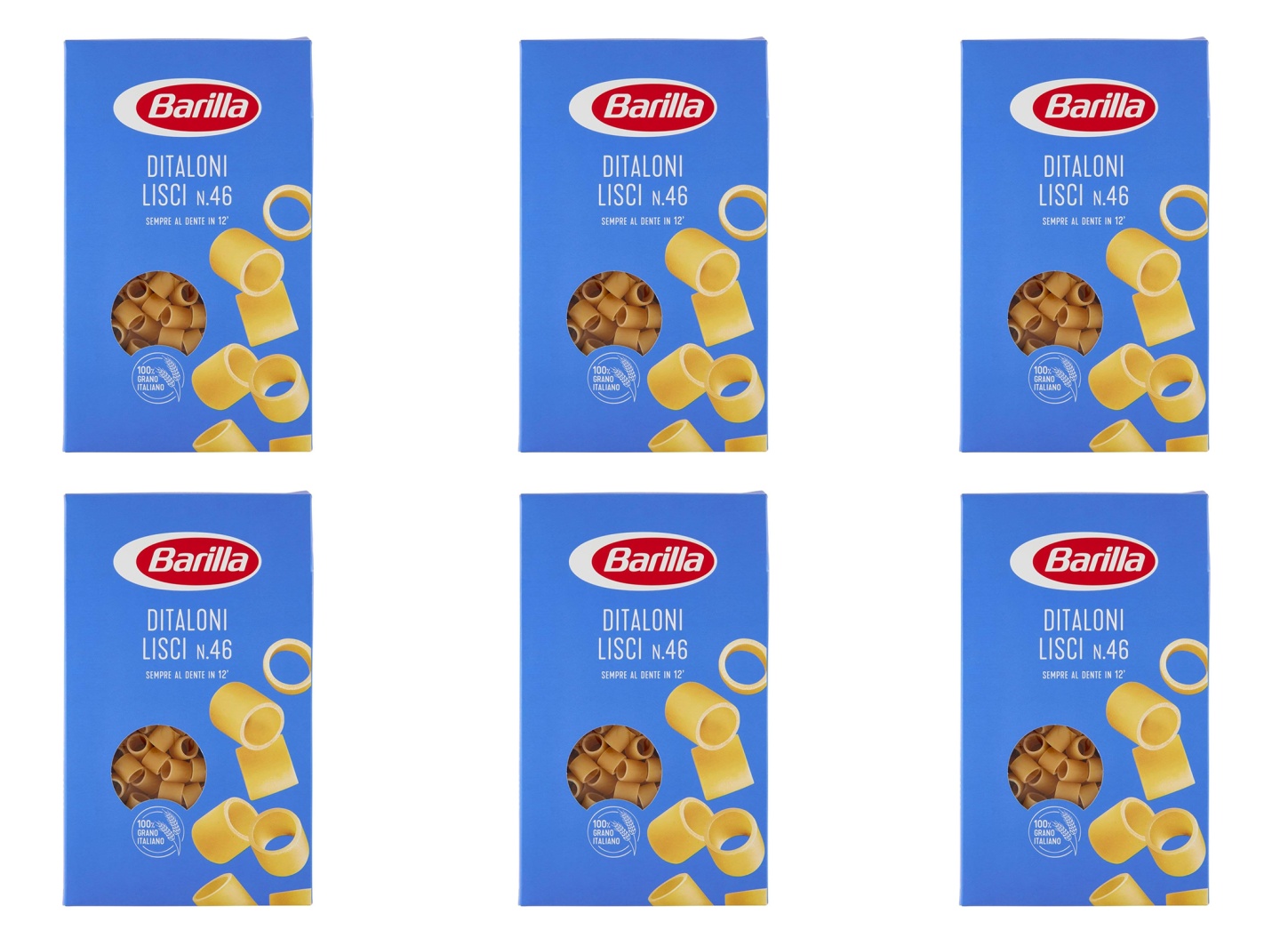 6 X BARILLA DITALONI LISCI N. 46 500 GR