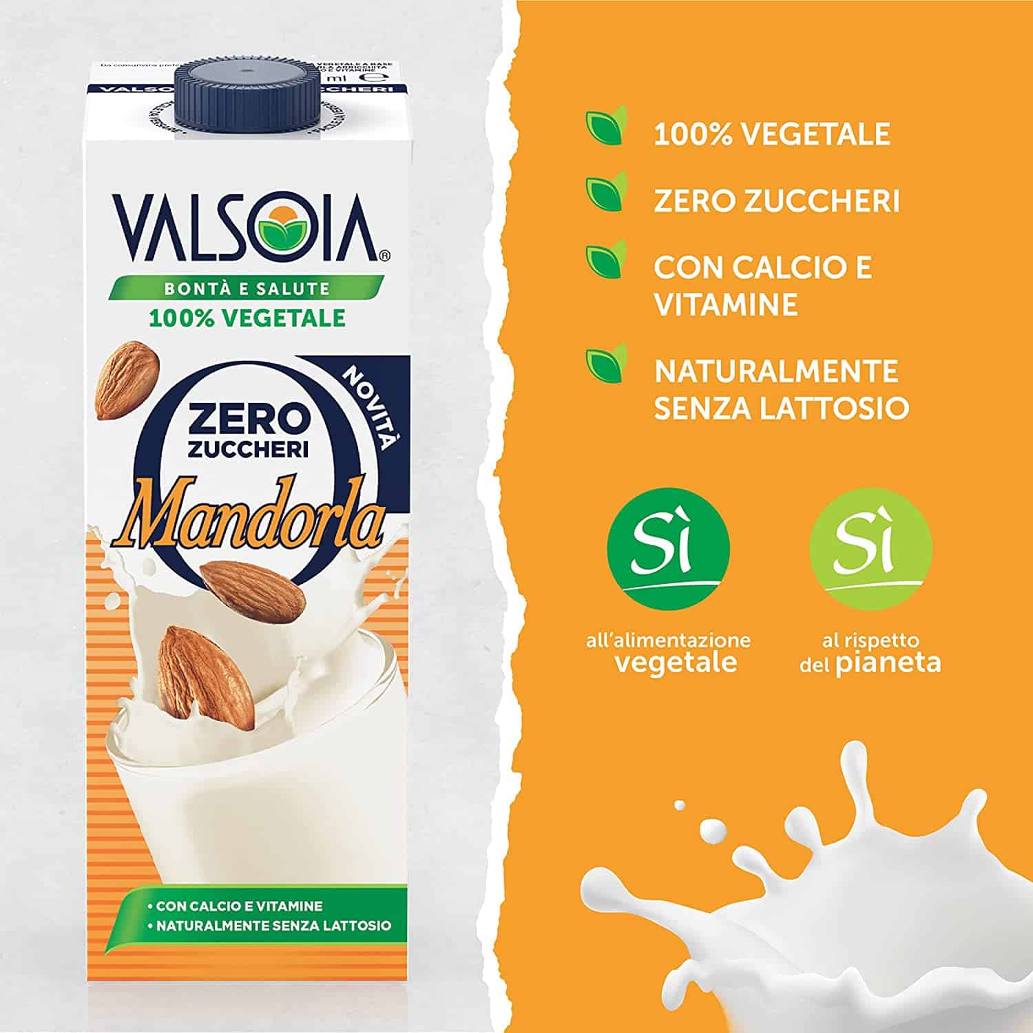 VALSOIA BEVANDA ALLA MANDORLA SENZA ZUCCHERO 1 LT - immagine 2