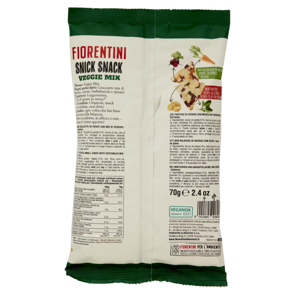 FIORENTINI SNICK SNACK TRIANGOLI VEGGIE 70GR - immagine 2