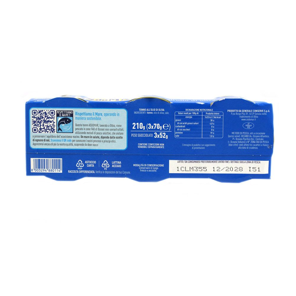 ASDOMAR TONNO OLIO D'OLIVA 3X70GR - immagine 2