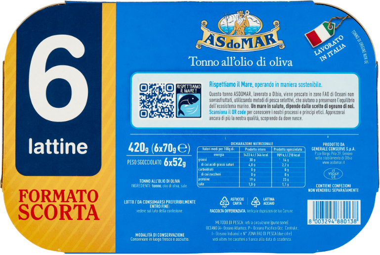 ASDOMAR TONNO OLIO OLIVA 6X70GR - immagine 2
