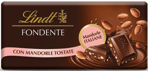 LINDT TAVOLETTA FONDENTE CON MANDORLE 100GR