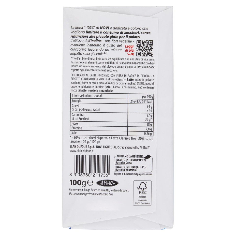 NOVI TAVOLETTA LATTE -30% DI ZUCCHERI 100GR - immagine 2