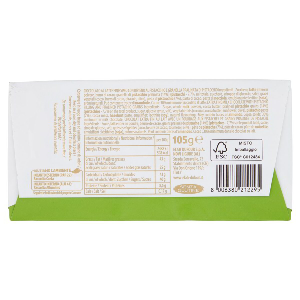 NOVI TAVOLETTA LATTE RIPIENA AL PISTACCHIO 105GR - immagine 2