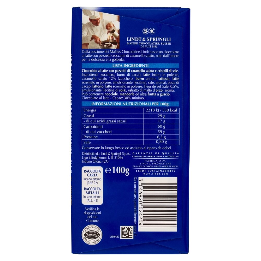 LINDT TAVOLETTA LATTE CARAMELLO 100GR - immagine 2