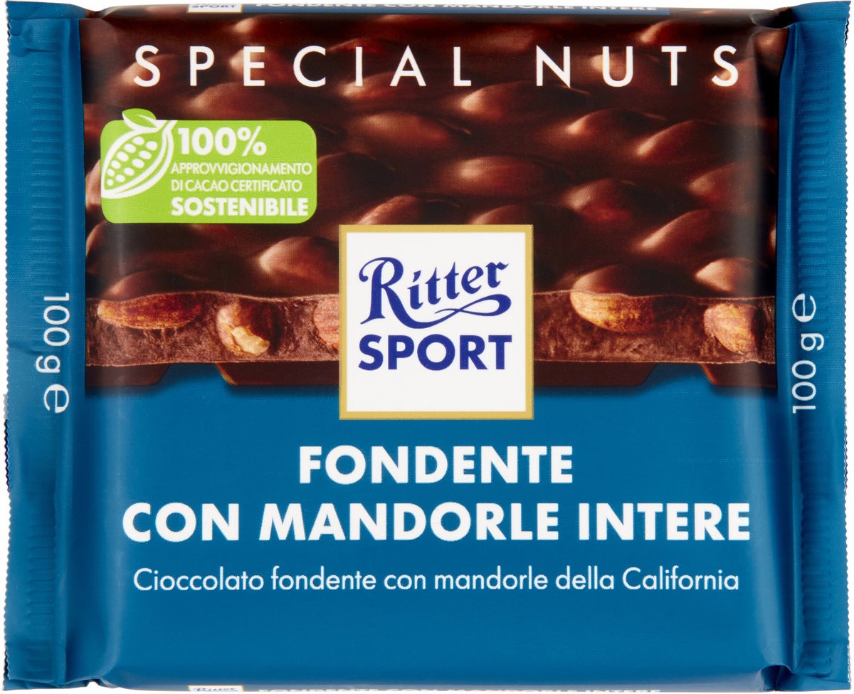 RITTER TAVOLETTA FONDENTE CON MANDORLE INTERE 100GR