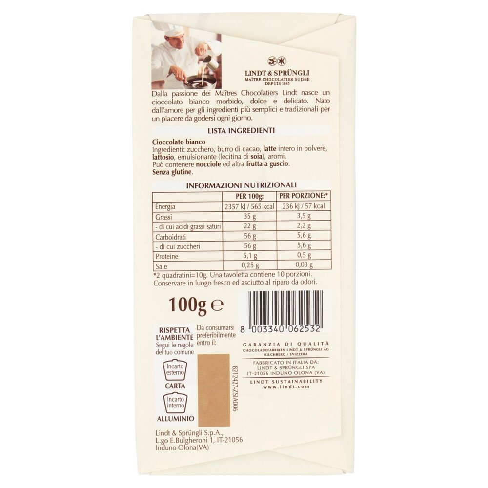 LINDT TAVOLETTA CIOCCOLATO BIANCO 100GR - immagine 2
