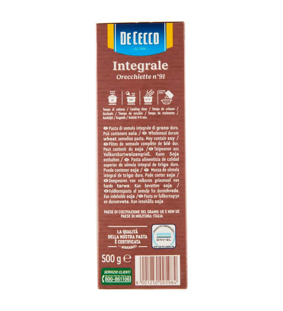 DE CECCO ORECCHIETTE N. 91 INTEGRALI 500 GR - immagine 9