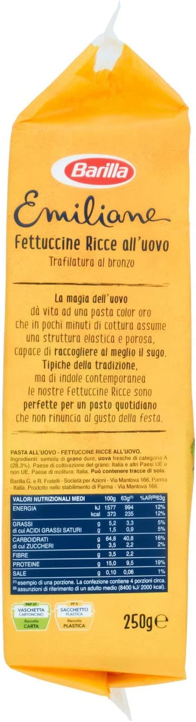 BARILLA EMILIANE FETTUCCINE RICCE ALL'UOVO 250 GR - immagine 2