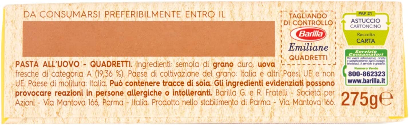 BARILLA EMILIANE QUADRETTI ALL'UOVO 275 GR - immagine 6