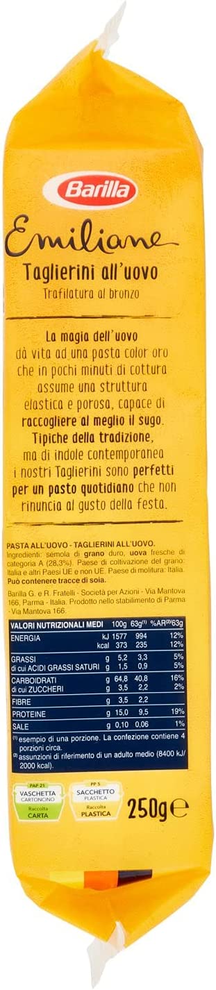 BARILLA EMILIANE TAGLIERINI ALL'UOVO 250 GR - immagine 2