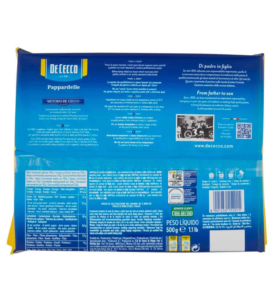 DE CECCO PAPPARDELLE N. 201 DI SEMOLA 500 GR - immagine 7