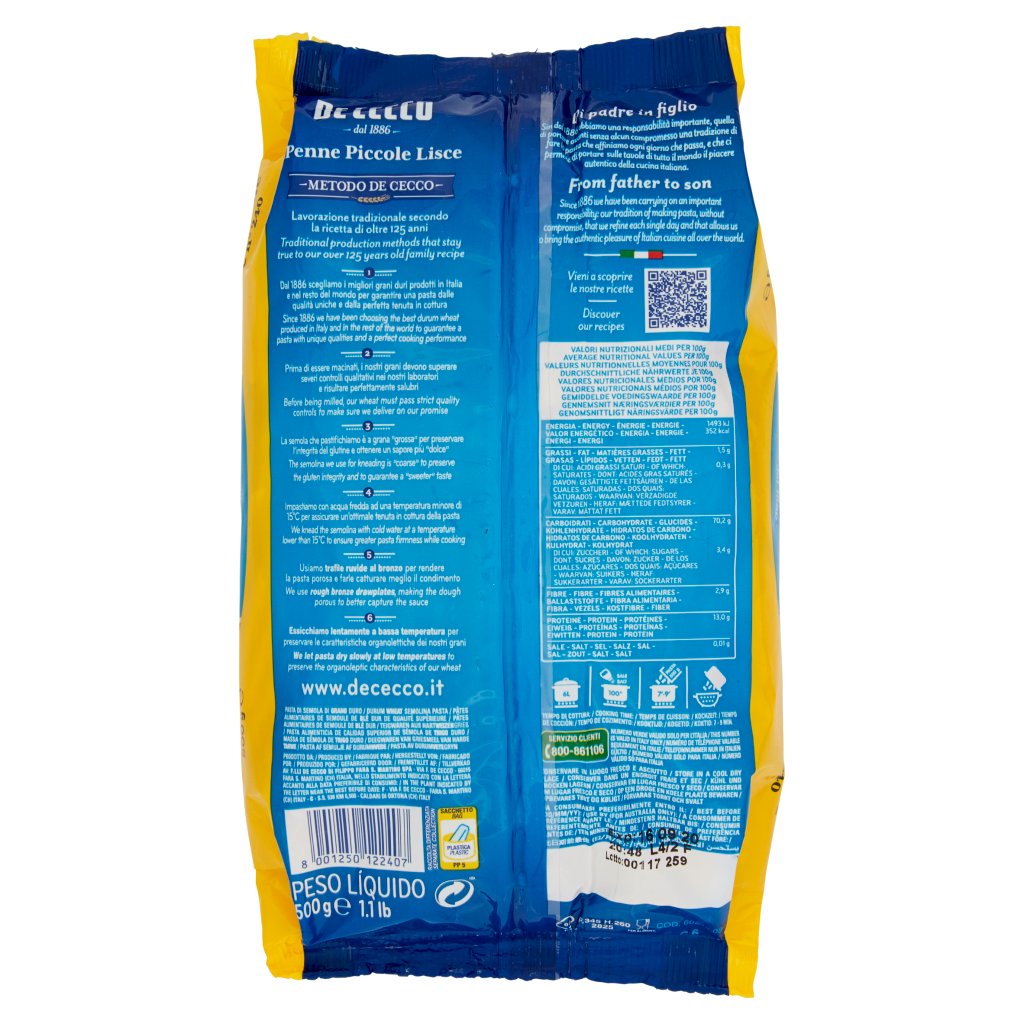 DE CECCO PENNE PICCOLE LISCE N. 240 500 GR - immagine 2