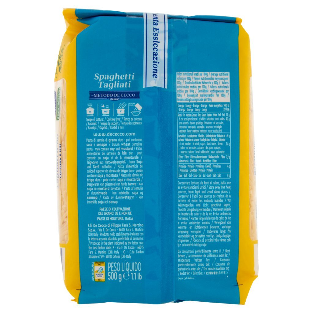 DE CECCO SPAGHETTI TAGLIATI N. 86 500 GR - immagine 4