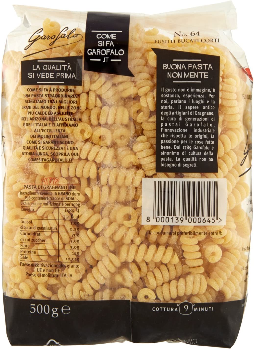 GAROFALO FUSILLI BUCATI CORTI N. 64 500 GR - immagine 2