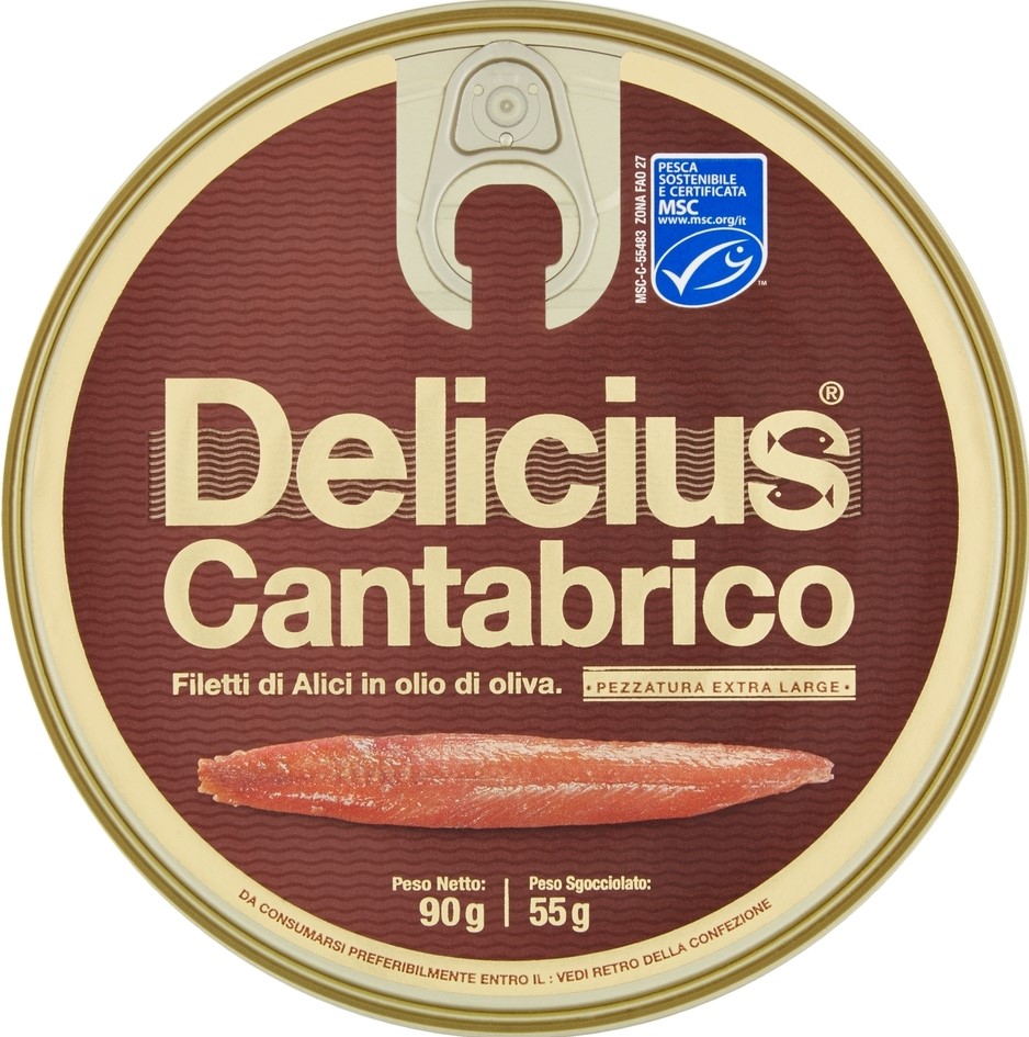DELICIUS FILETTI DI ALICI CANTABRICO IN OLIO DI OLIVA 90GR