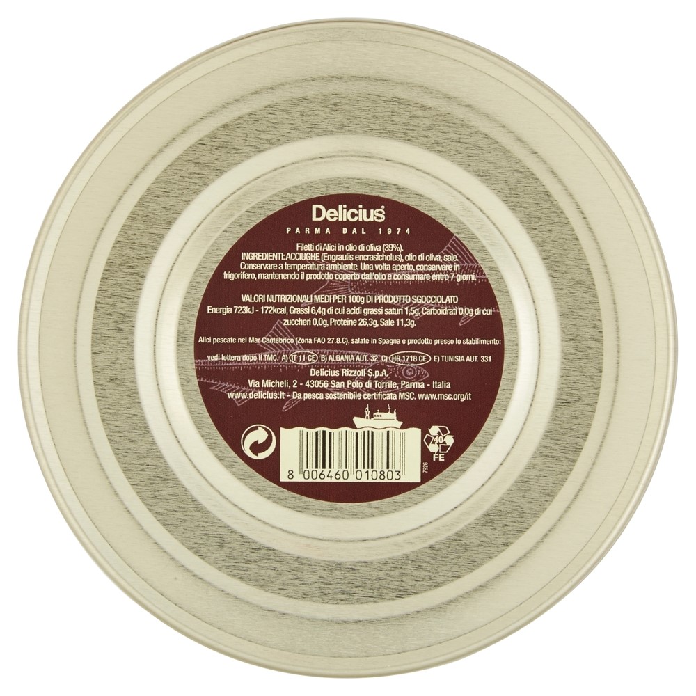 DELICIUS FILETTI DI ALICI CANTABRICO IN OLIO DI OLIVA 90GR - immagine 2