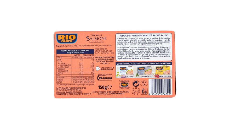 RIO MARE FILETTO DI SALMONE AFFUMICATO ALL'OLIO DI OLIVA 125GR - immagine 2