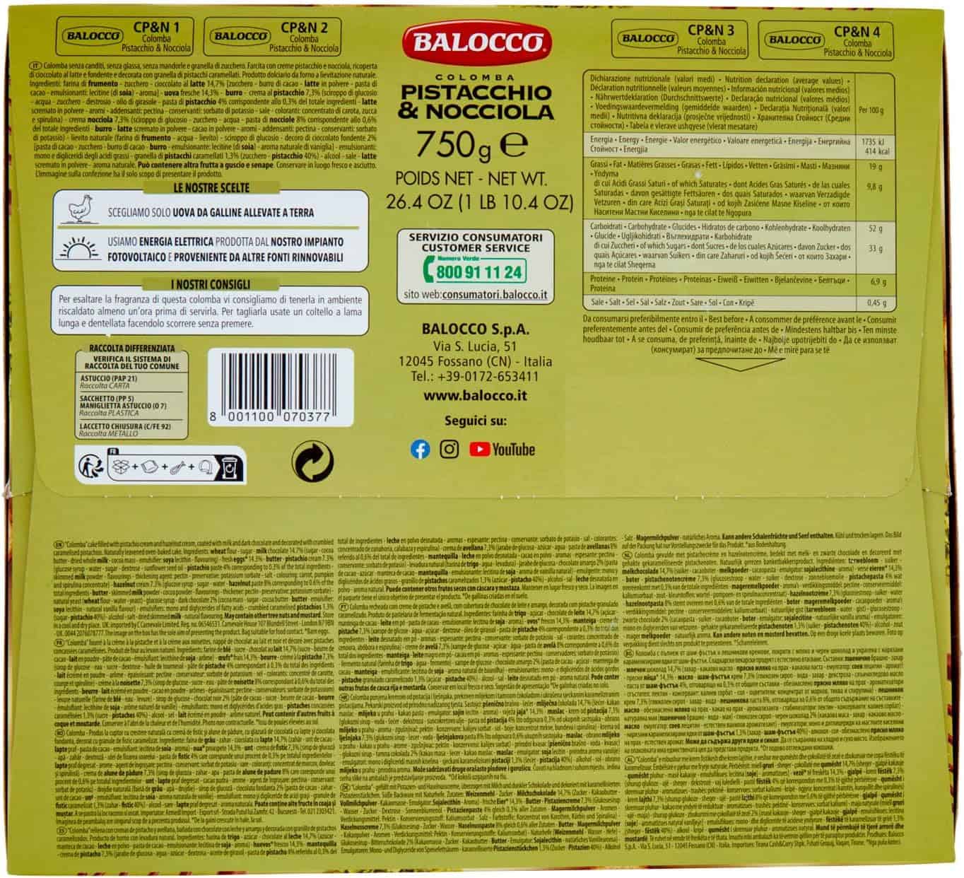 BALOCCO COLOMBA PISTACCHIO E NOCCIOLA 750 GR - immagine 4