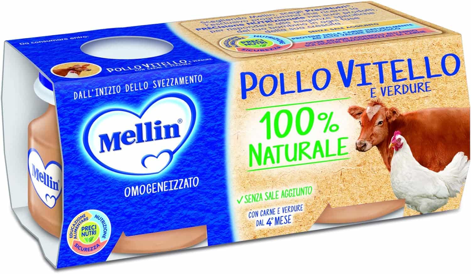 MELLIN OMOGENEIZZATO POLLO VITELLO E VERDURE 2 X 80 GR - immagine 2