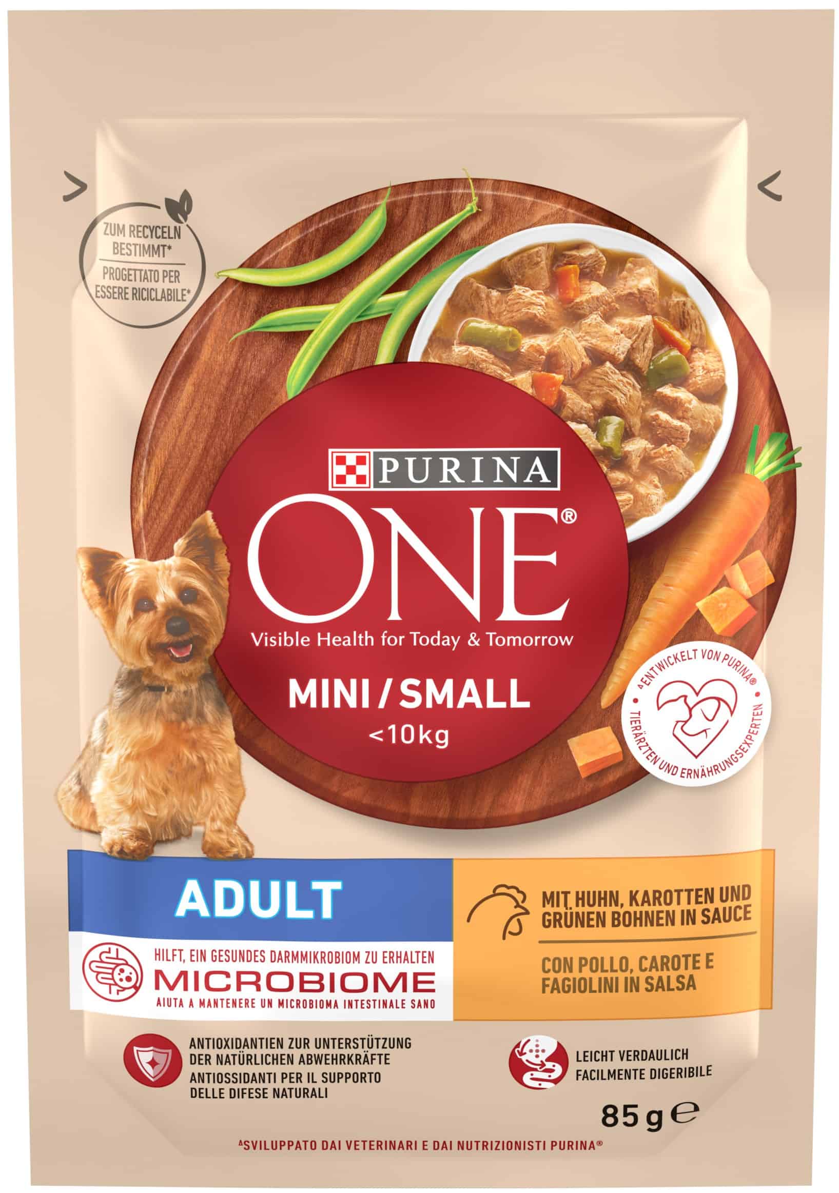 ONE MINI ADULT POLLO, CAROTE E FAGIOLINI BUSTA GR.85
