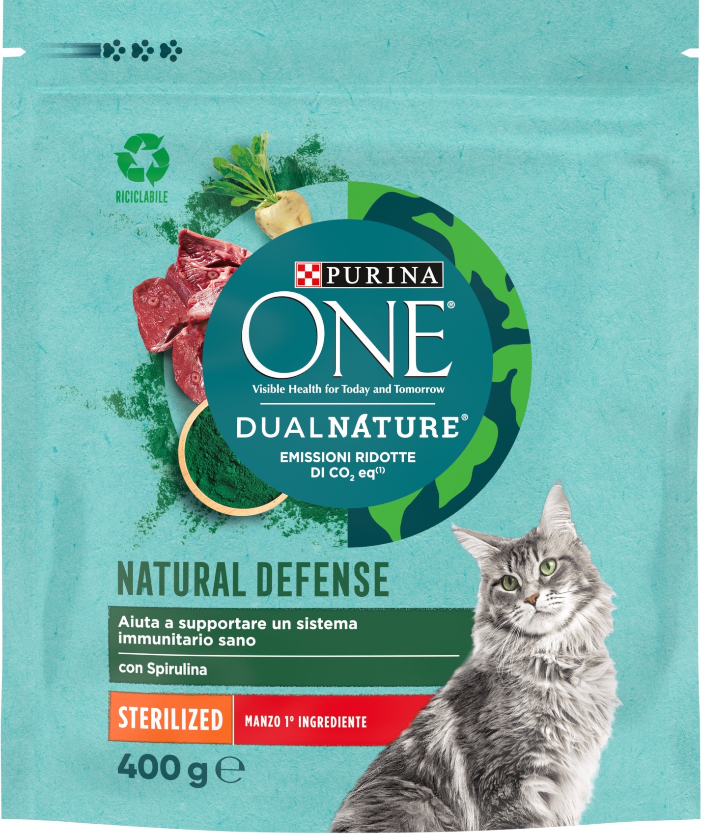 PURINA ONE CAT DUAL NATURE STERILIZZATI MANZO 400GR