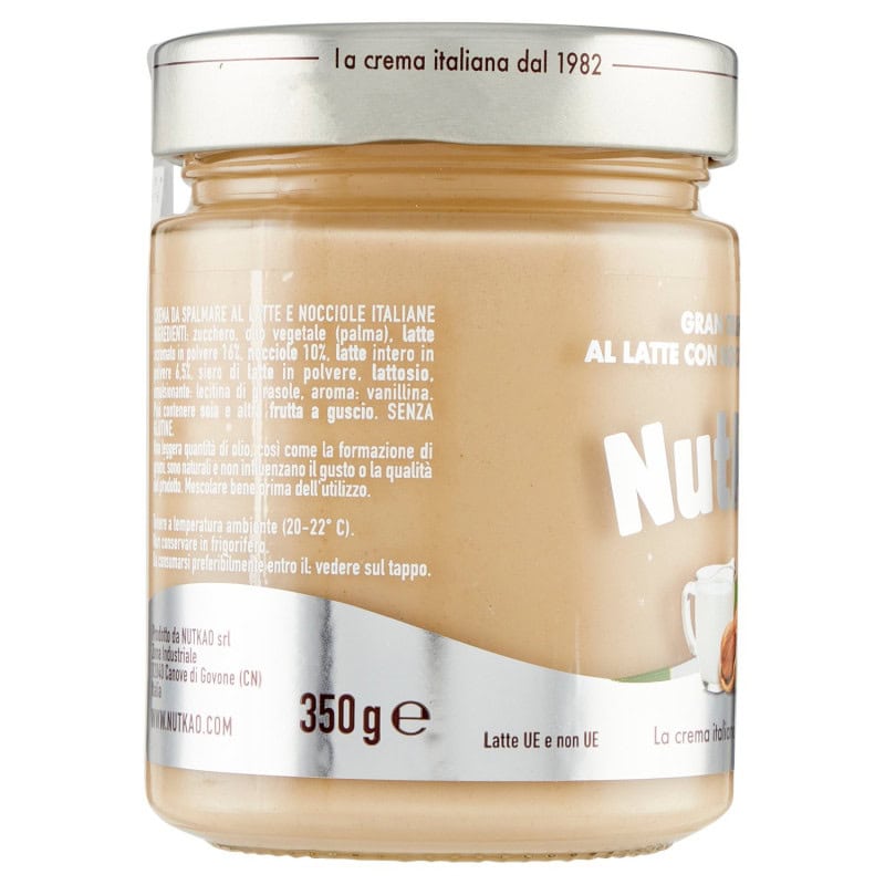 NUTKAO GRAN CREMERIA AL LATTE CON NOCCIOLE ITALIANE 350 GR - immagine 2