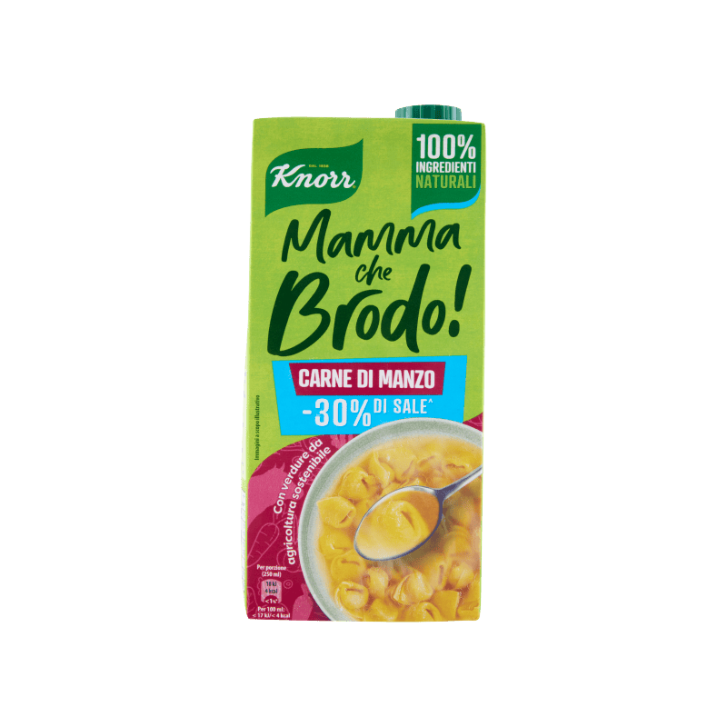 KNORR BRODO LIQUIDO MANZO - 30 % DI SALE BRIK 1LT