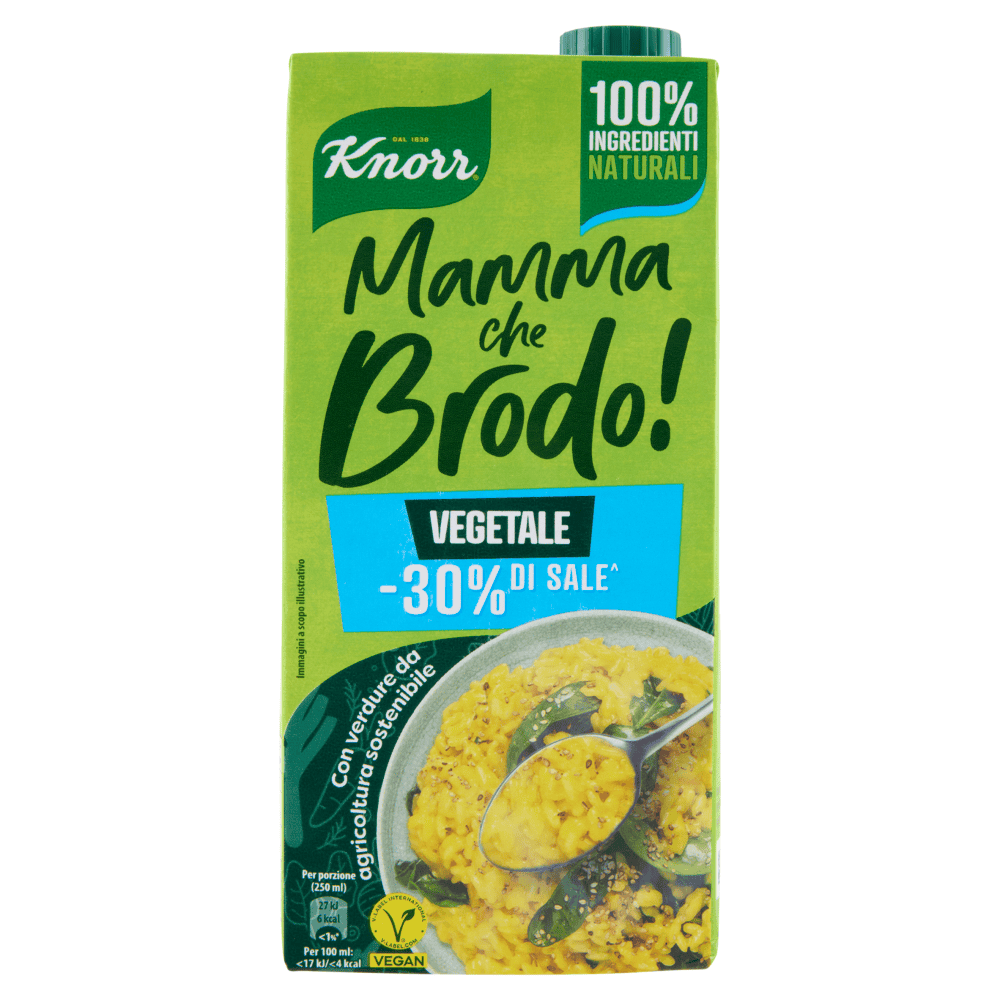 KNORR BRODO LIQUIDO VEGETALE - 30% DI SALE BRIK 1LT
