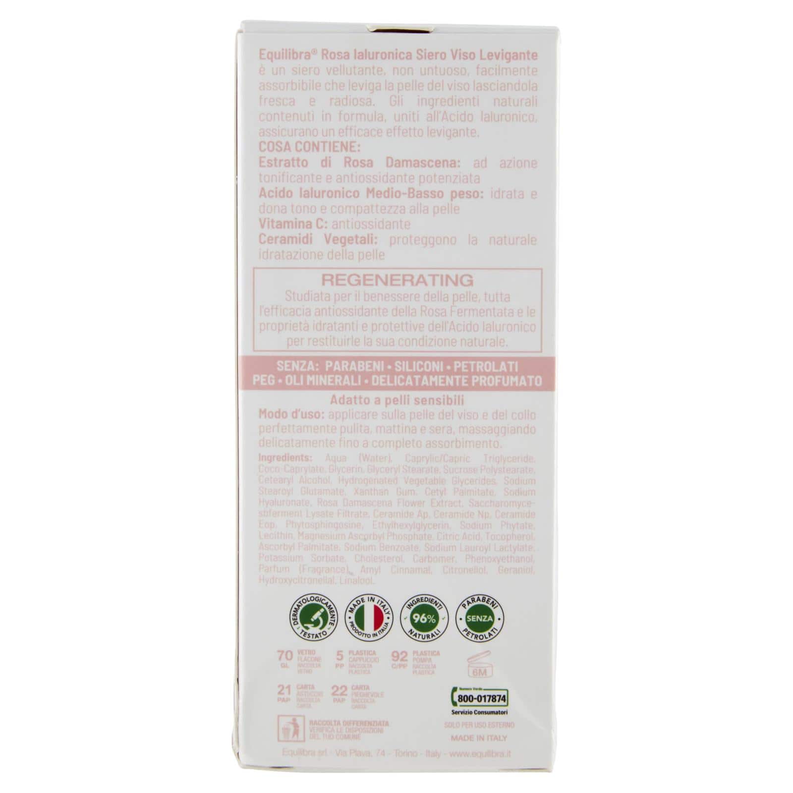 EQUILIBRA SIERO VISO ROSA IALURONICA 30ML - immagine 2