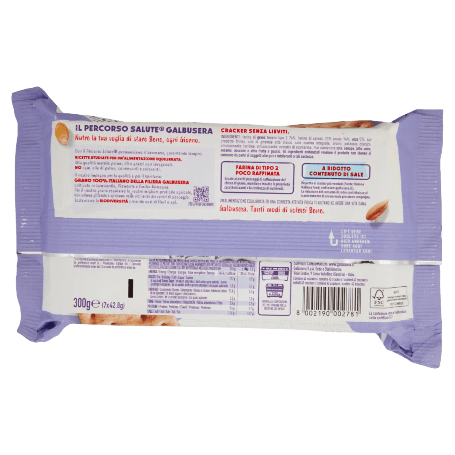 GALBUSERA CRACKERS SENZA LIEVITO 300 GR - immagine 2