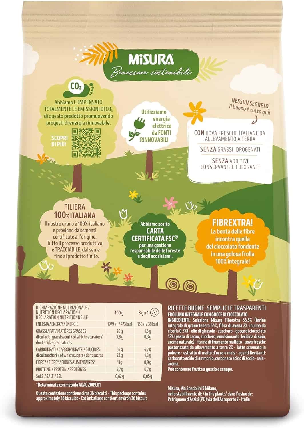 MISURA FROLLINI INTEGRALI CON GOCCE DI CIOCCOLATO FONDENTE 290 GR - immagine 2