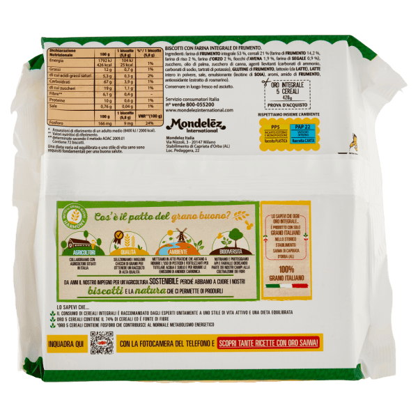 SAIWA ORO INTEGRALI 5 CEREALI GR.420 - immagine 2