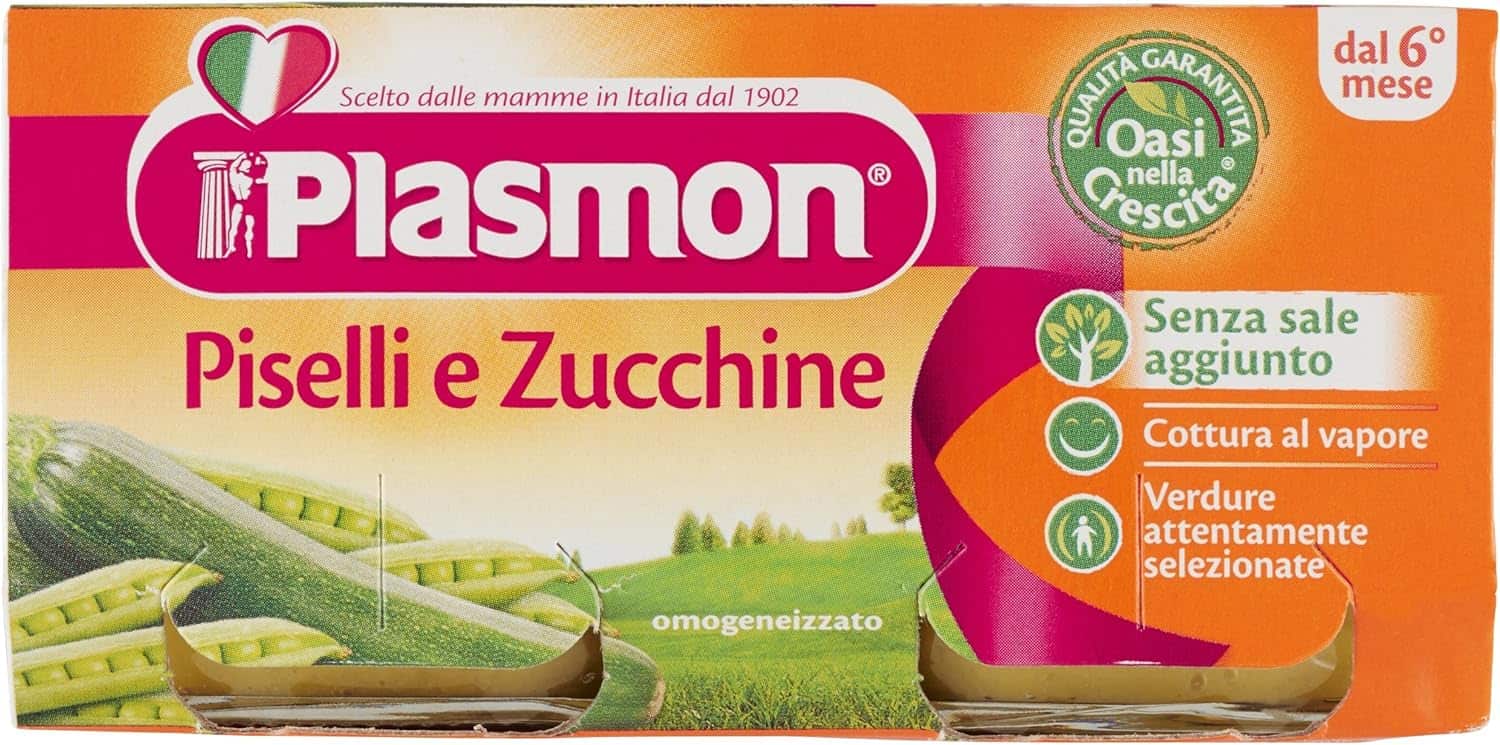 PLASMON OMOGENEIZZATO PISELLI E ZUCCHINE 2 X 80 GR