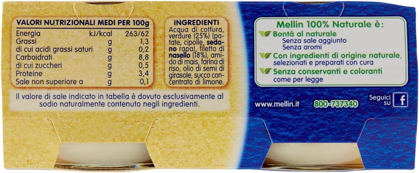 MELLIN OMOGENEIZZATO NASELLO 2 X 80 GR - immagine 2