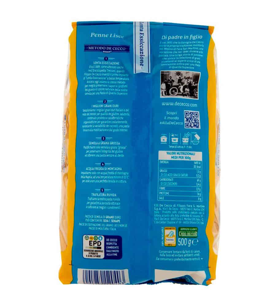 DE CECCO PENNE LISCE N. 40 500 GR - immagine 4