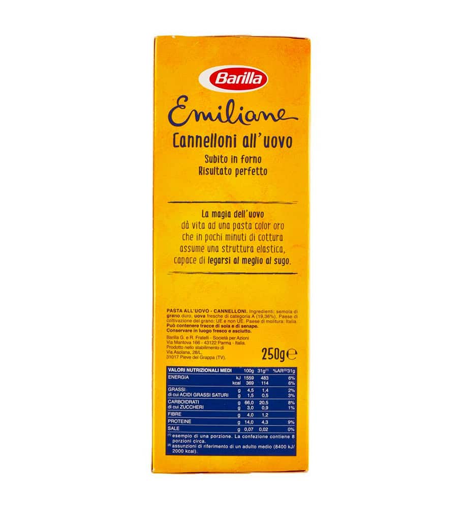 BARILLA EMILIANE CANNELLONI ALL'UOVO 250 GR - immagine 3