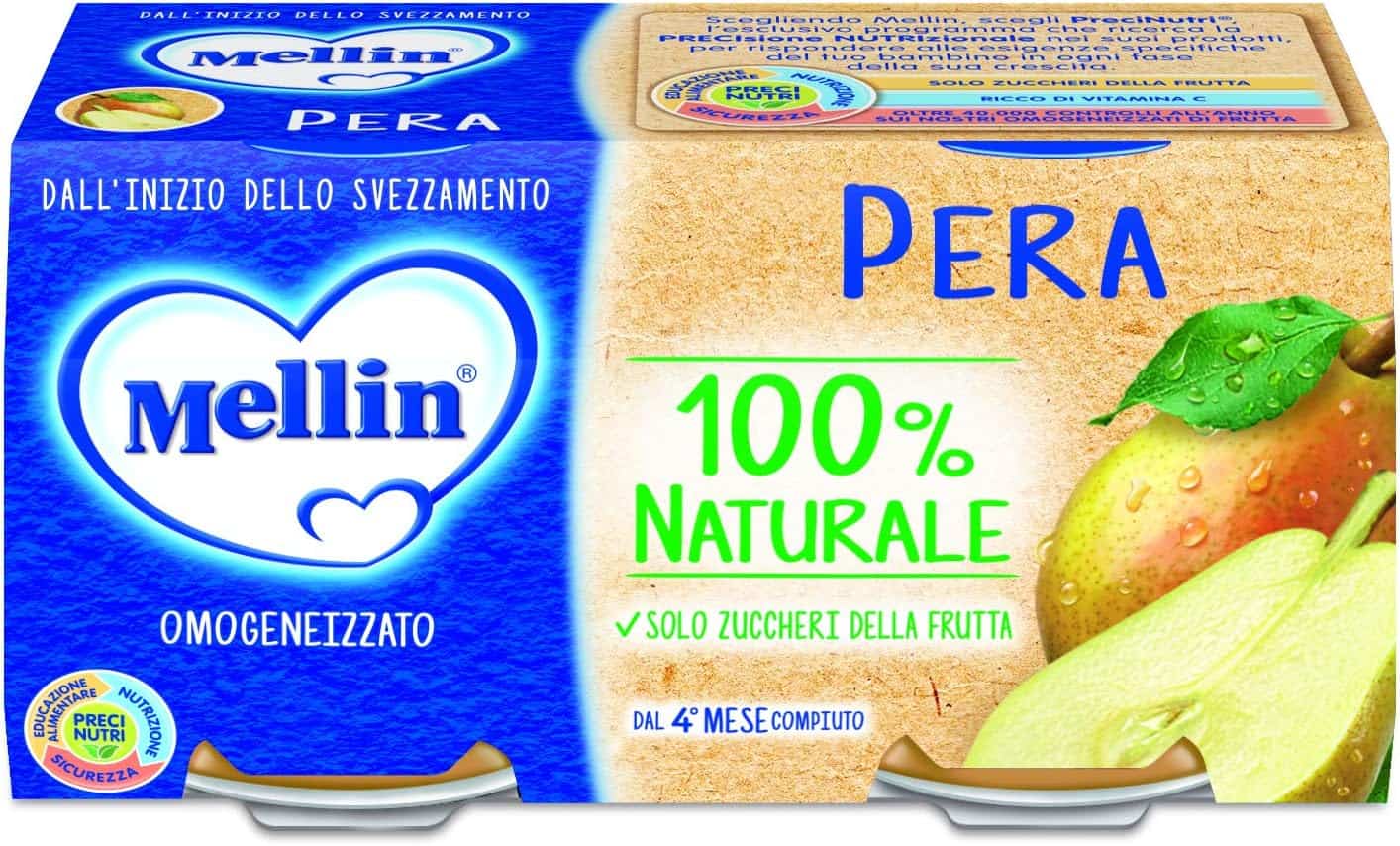 MELLIN OMOGENEIZZATO FRUTTA PERA 2 X 100 GR