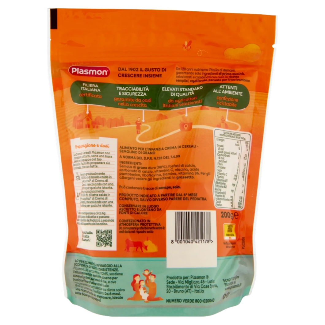 PLASMON CREMA DI CEREALI SEMOLINO DI GRANO 200 GR - immagine 2