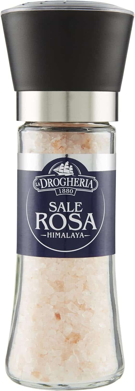 La Drogheria 1880 Linea Macinelli Premium, Himalaya, Gusto Delicato e Fragrante, per Carni Bianche, Pesce alLa Griglia, Verdure Salse, con Macina Regolabile sul Tappo, Sale Rosa, Formato da 90 Grammi