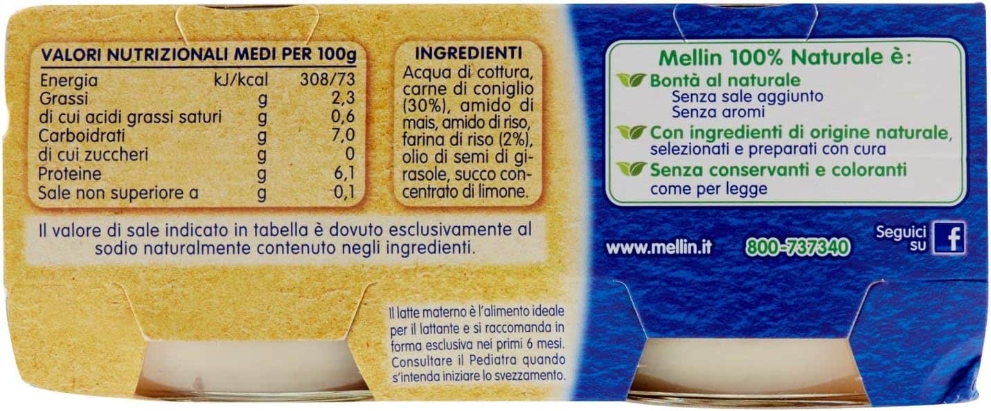 MELLIN OMOGENEIZZATO CONIGLIO 2 X 80 GR - immagine 2