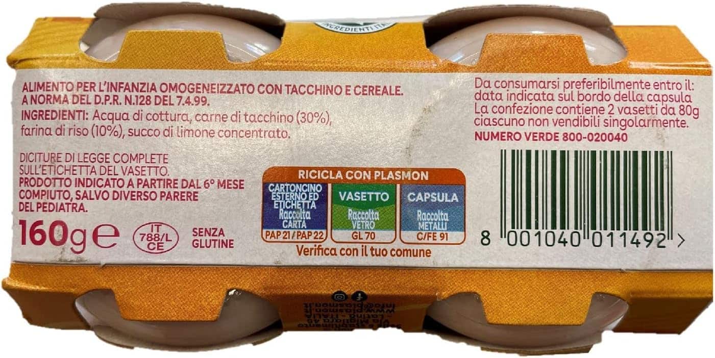 PLASMON OMOGENEIZZATO TACCHINO 2 X 80 GR - immagine 2