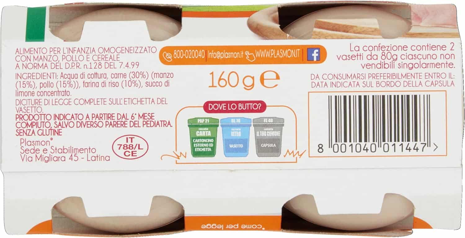 PLASMON OMOGENEIZZATO MANZO E POLLO 2 X 80 GR - immagine 5