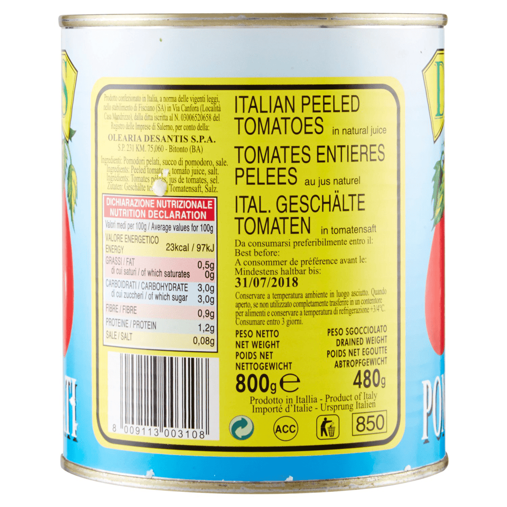 DESANTIS POMODORI PELATI 800 GR - immagine 2