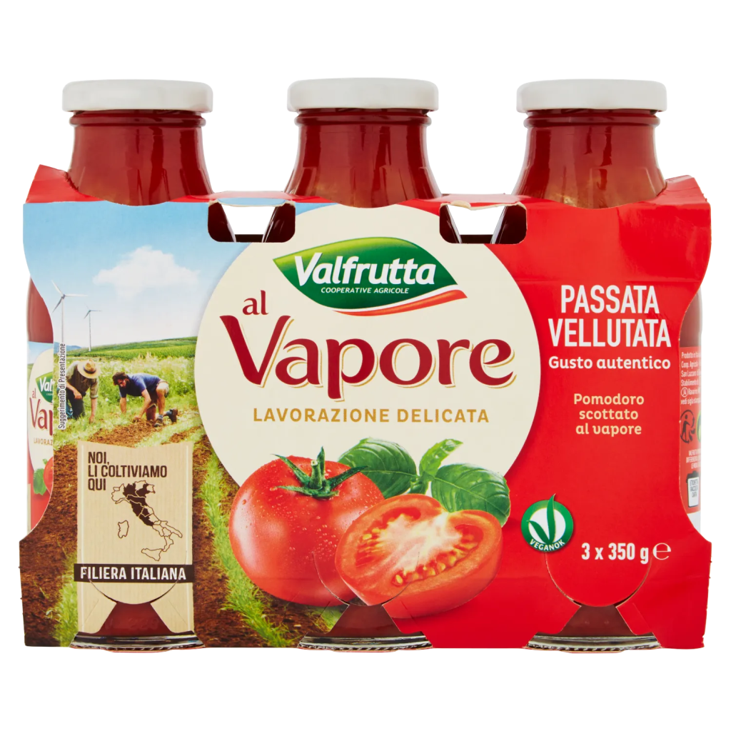 VALFRUTTA PASSATA DI POMODORO AL VAPORE VETRO 350GRX3