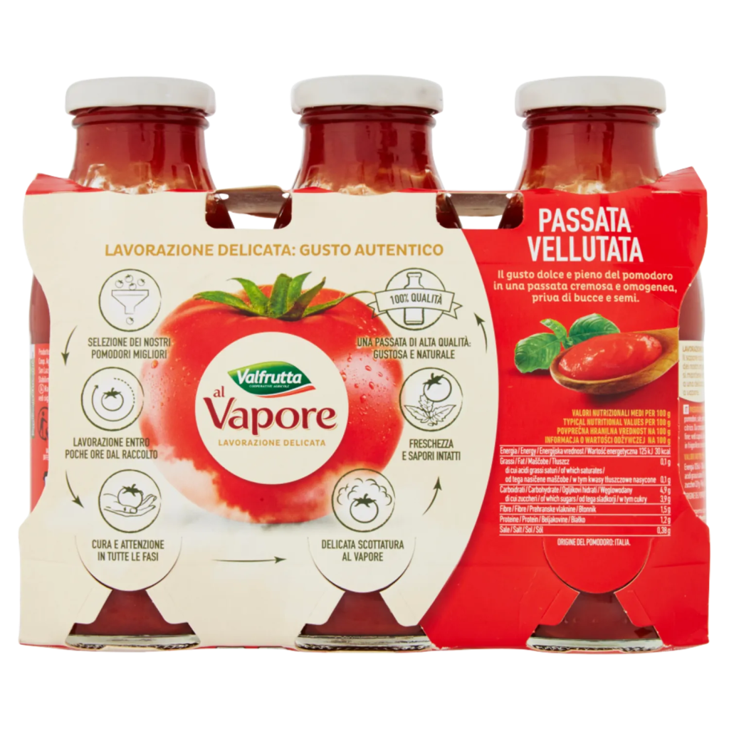 VALFRUTTA PASSATA DI POMODORO AL VAPORE VETRO 350GRX3 - immagine 2