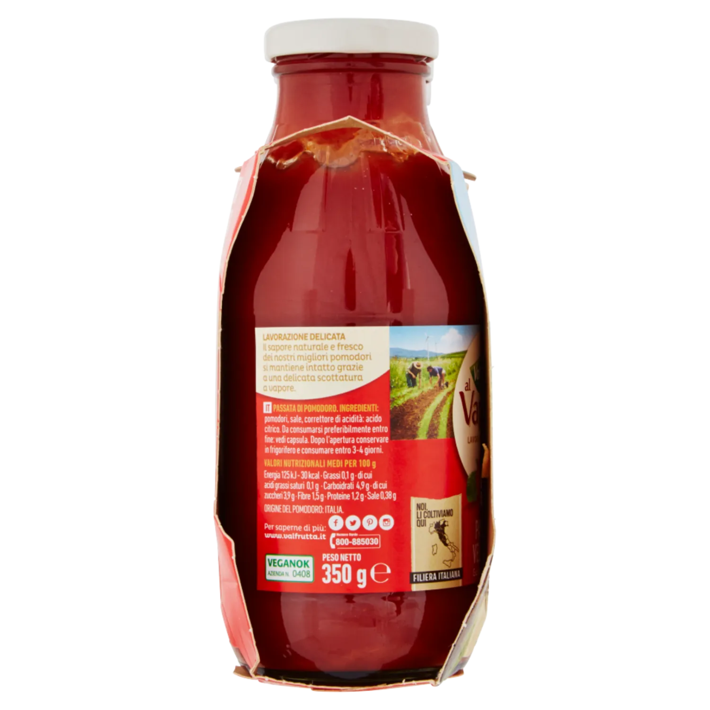 VALFRUTTA PASSATA DI POMODORO AL VAPORE VETRO 350GRX3 - immagine 3