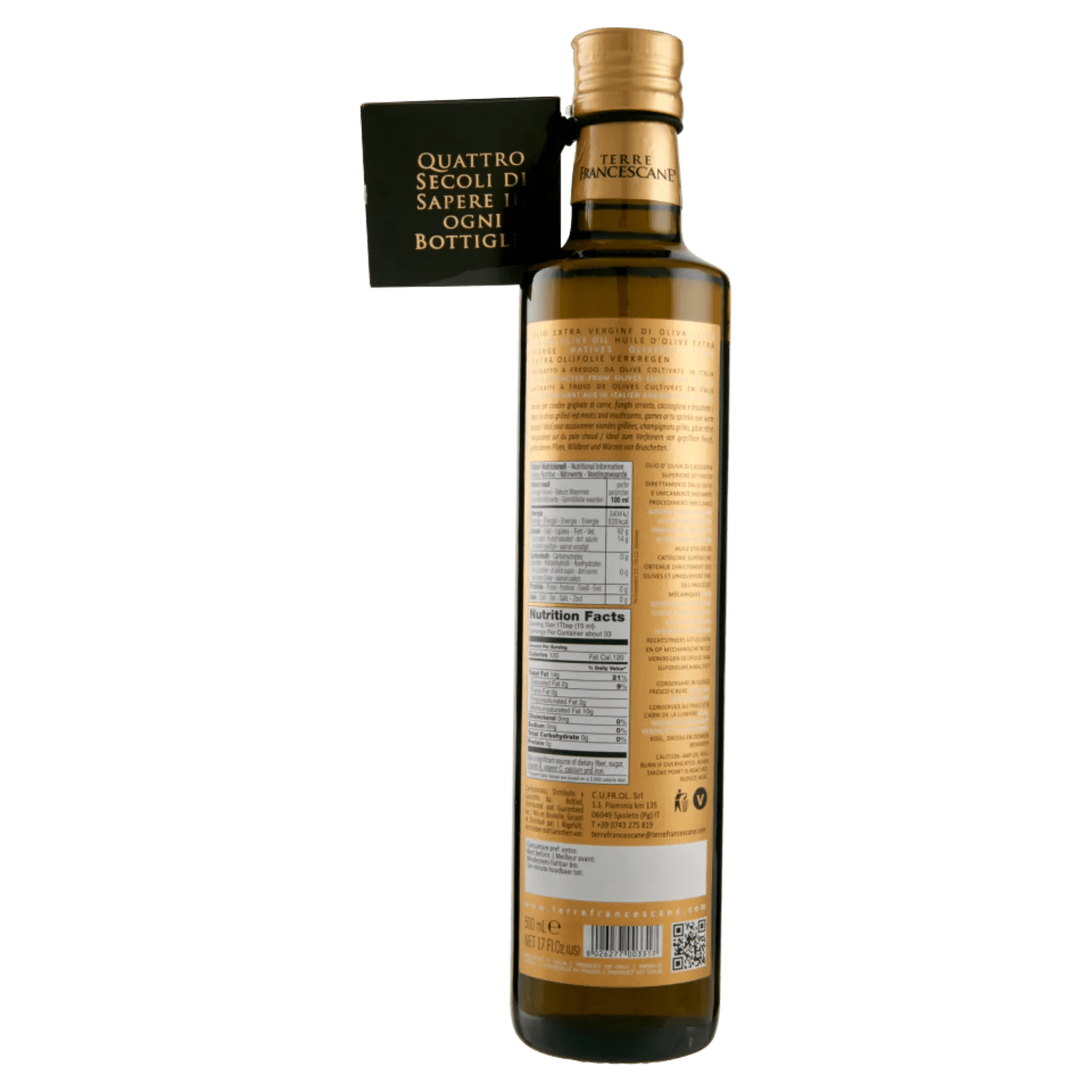 TERRE FRANCESCANE OLIO EXTRAVERGINE DI OLIVA MORAIOLO 500 ML - immagine 2