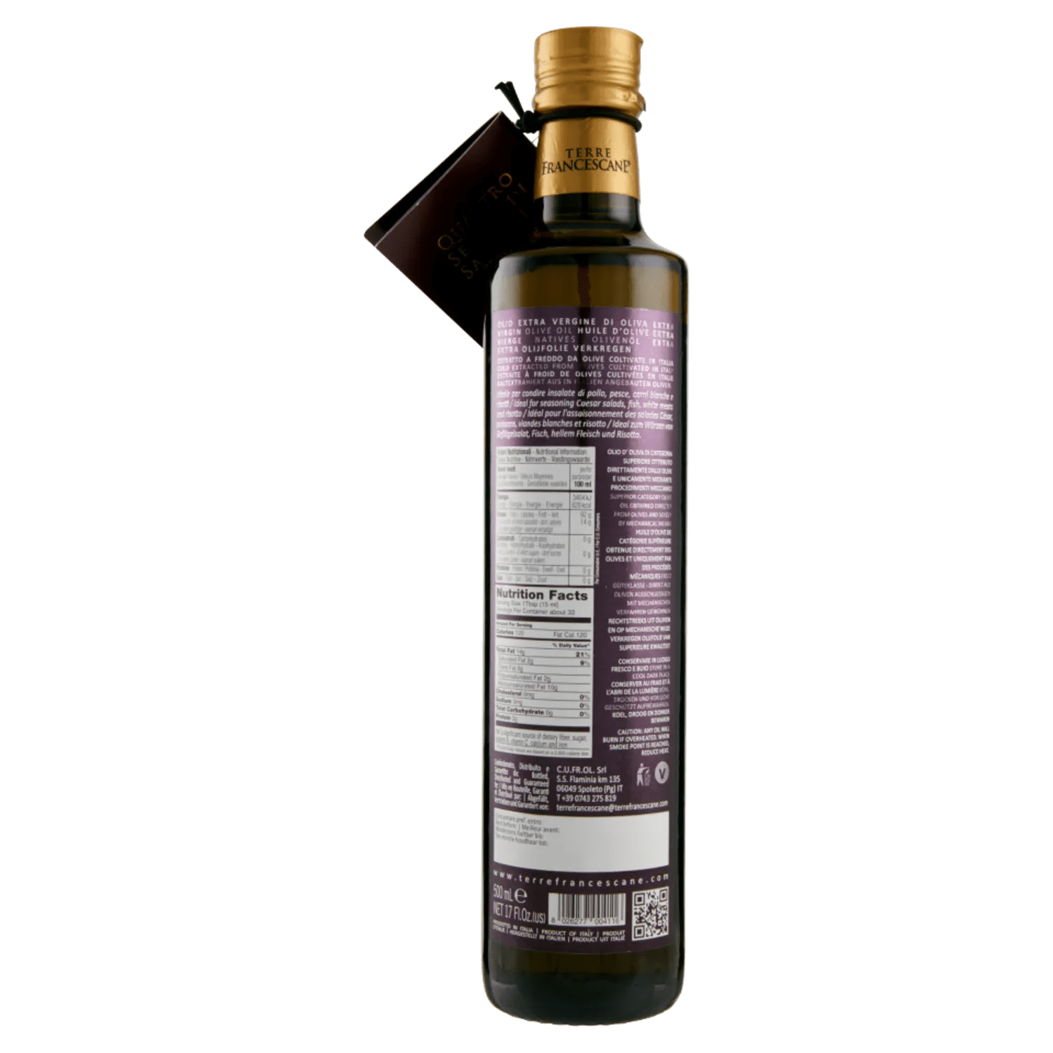 TERRE FRANCESCANE OLIO EXTRAVERGINE DI OLIVA LECCINO 500 ML - immagine 2