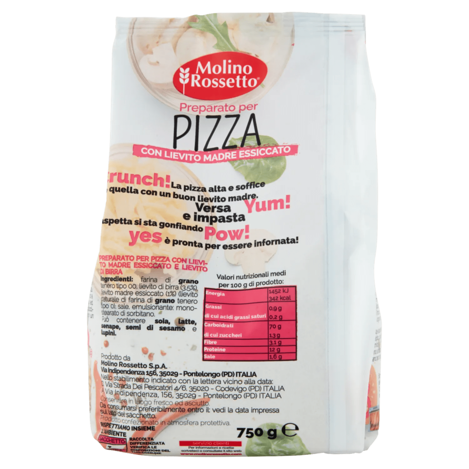MOLINO ROSSETTO PREPARATO PER PIZZA + LIEVITO MADRE 750 GR - immagine 2